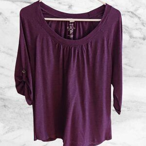 Sonoma Life + Style Womens Purple color 3/4 Sleeve Blouse  Petite XLarge